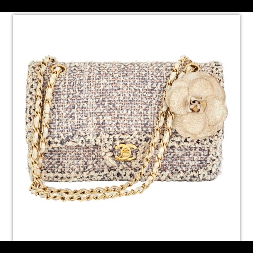 Chanel Tweed wool 'Camellia' Double Flap Bag